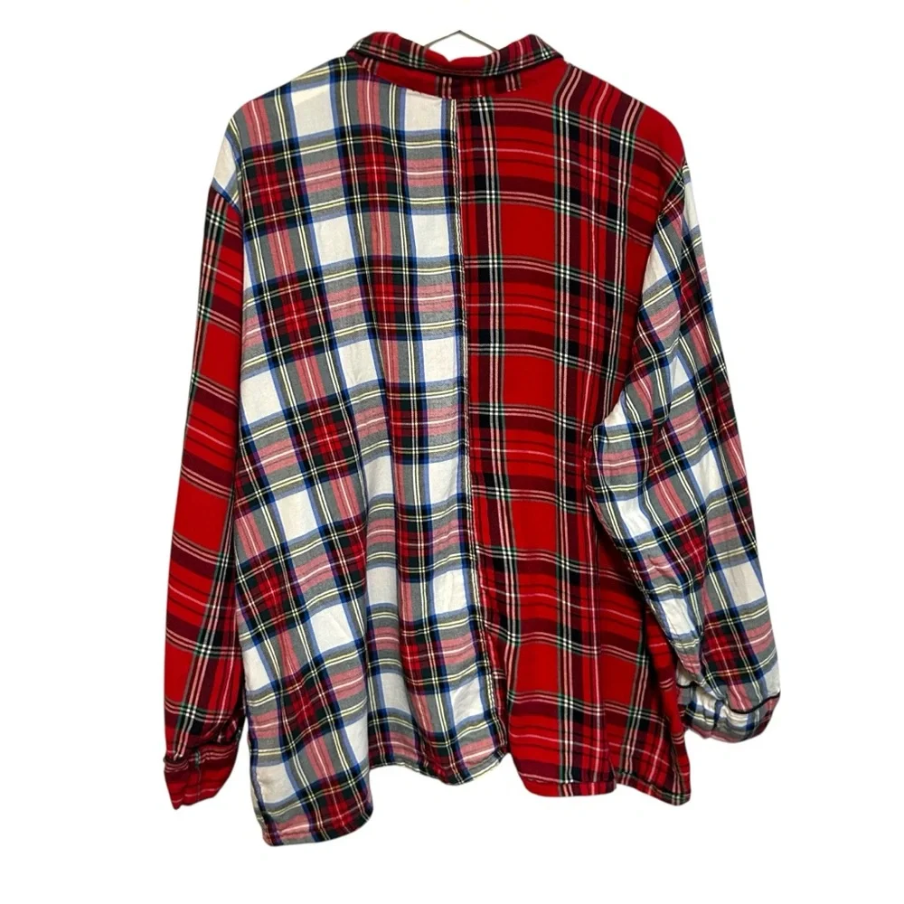J.crew 2X Long-sleeve flannel pajama short set cocktail plaid lightweight cozy
